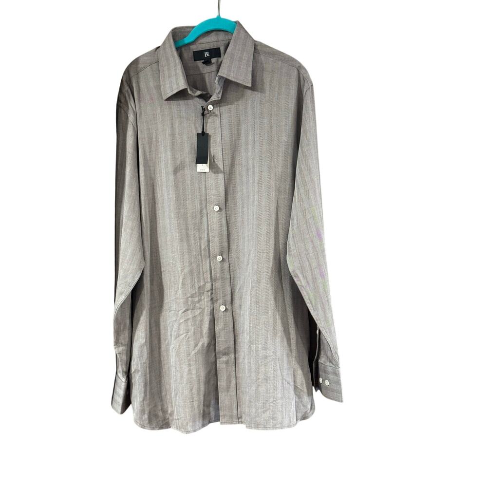 Banana Republic Tailored Slim Fit Cashmere Blend Dress Shirt NWT Men Large Gray